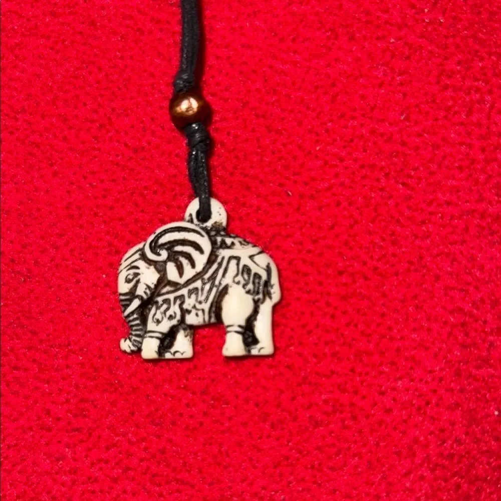 Elephant Pendant Necklace with Black Cord